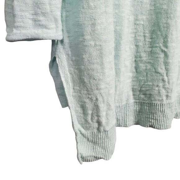 Eileen Fisher Size S Sweater Organic Linen Cotton Light Aqua Sustainable Airy - Picture 10 of 10